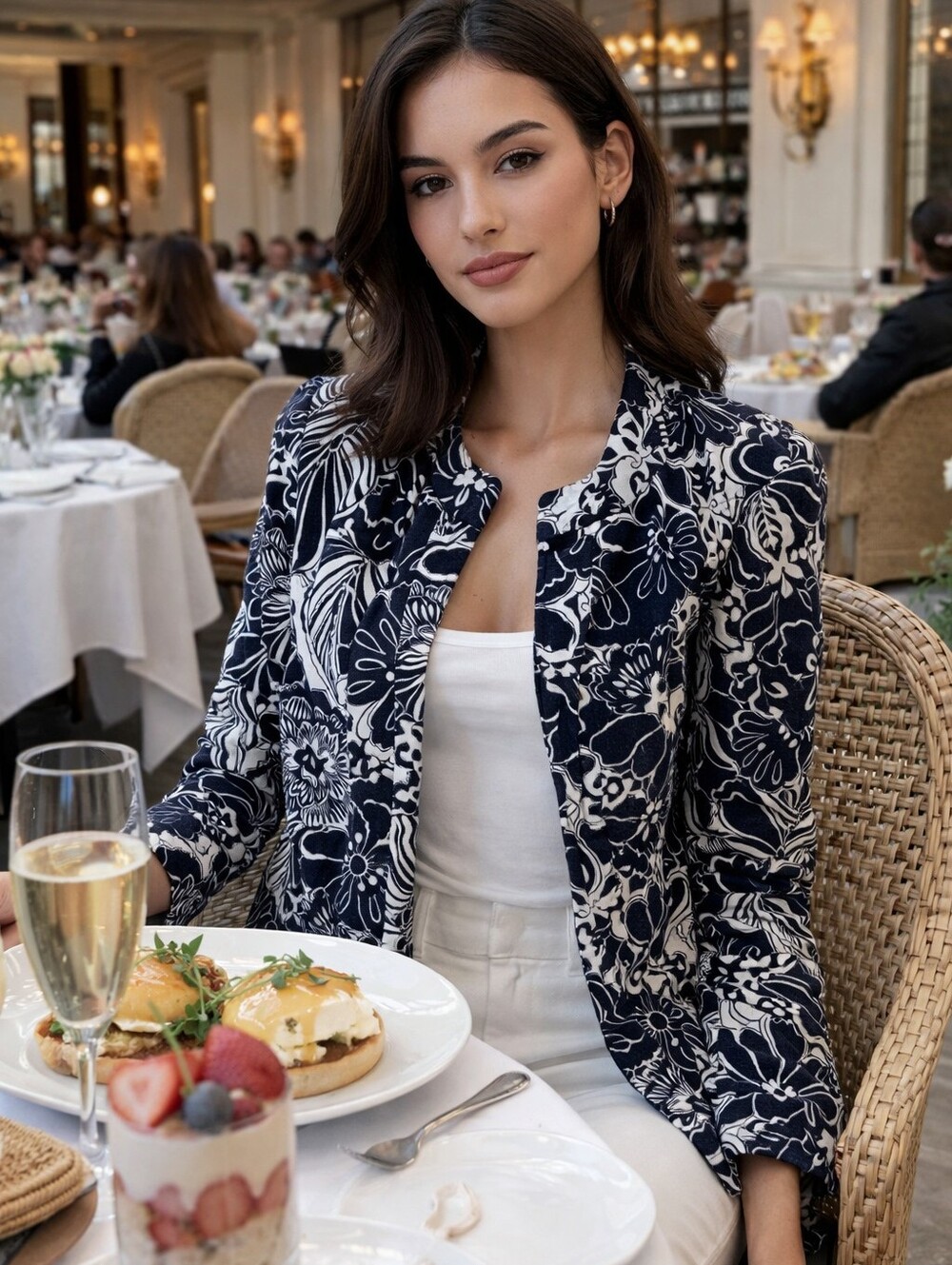 Alfred Dunner Black and White Floral Jacket